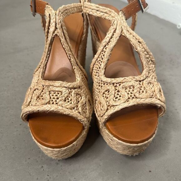 CLERGERIE Artisinal Braided Raffia Platform Wedge Sandals - Picture 5 of 11
